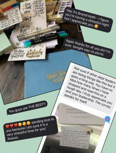 Screenshots of encouraging notes and texts